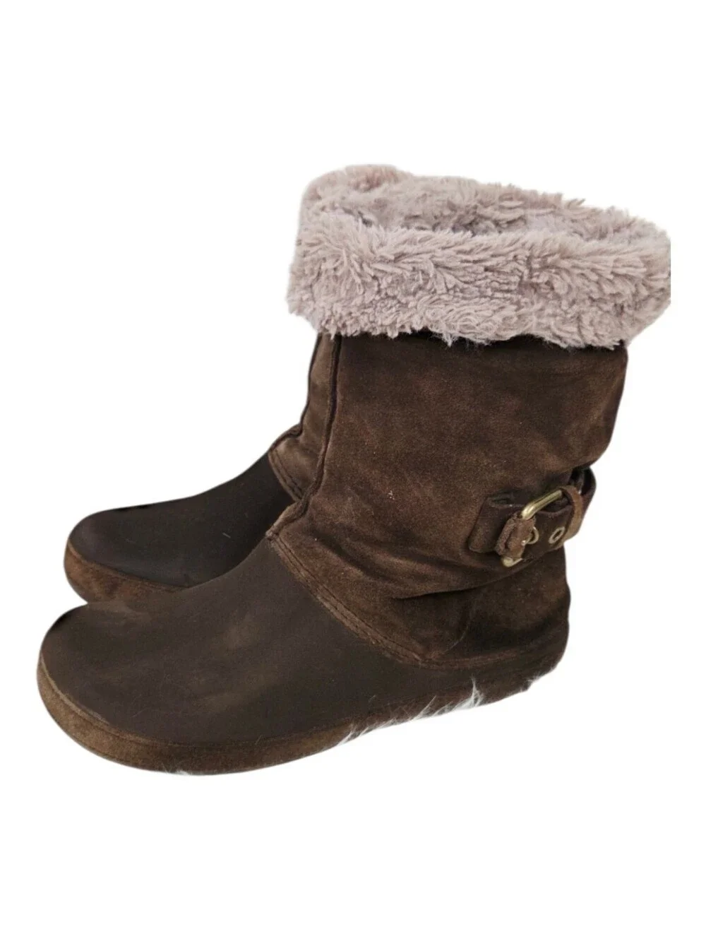 CROCS 9 Brown Faux Fur-Lined Mid-Calf Boots